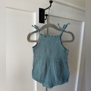 Grayson Mini Smocked Gauze Bubble Romper in Slate Blue
